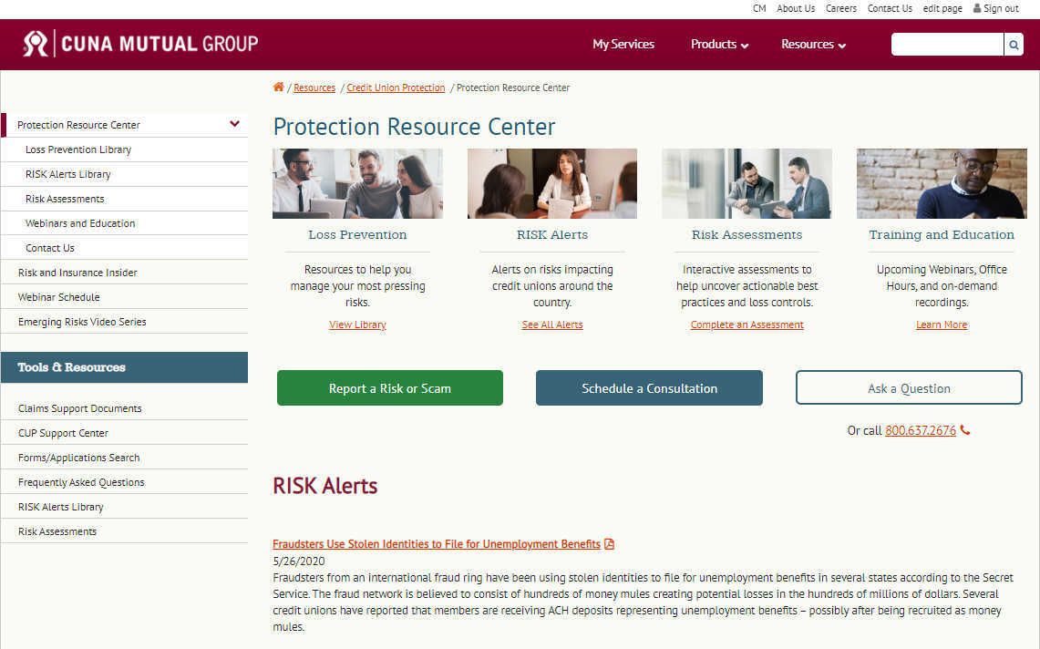 protection resource webpage screenshot